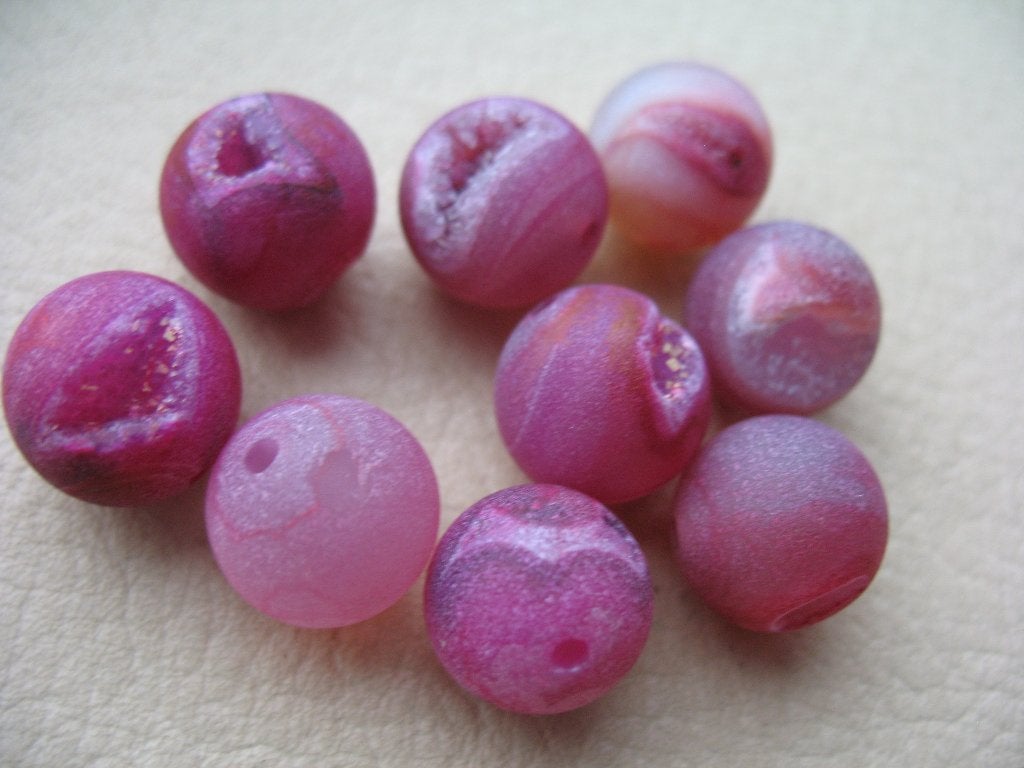 351/ roze geode agaat kralen, Ophalen of Verzenden, Nieuw, Kraal