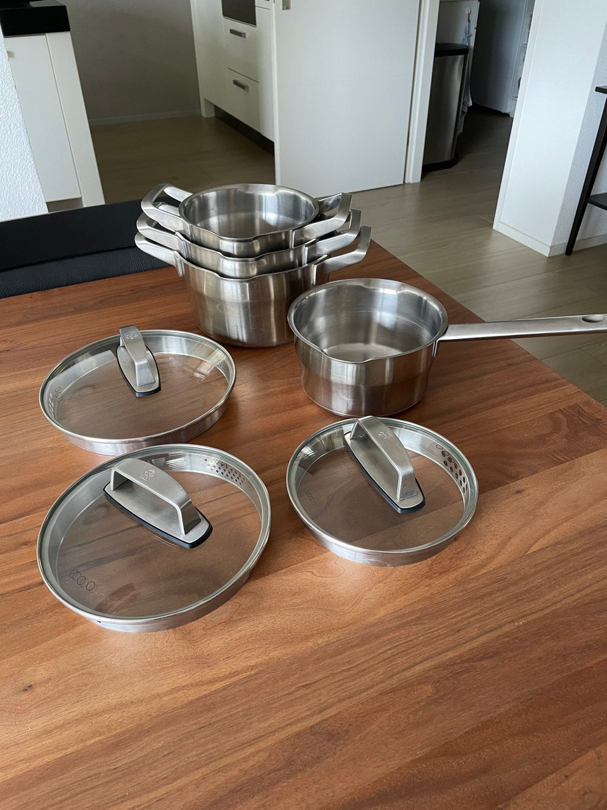 Complete BK Premium pannenset, Ophalen of Verzenden, Zo goed als nieuw, Rvs, Pannenset