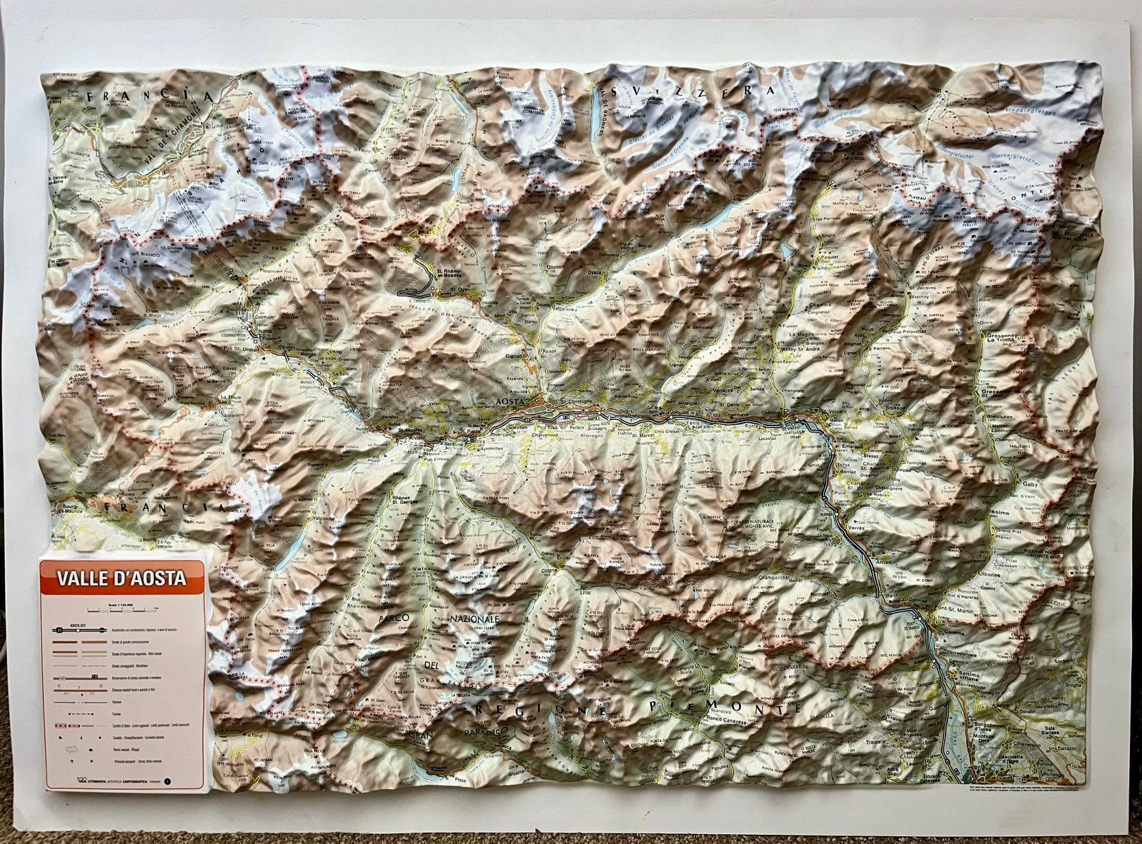 Reliëfkaart Valle d’Aosta, Ophalen, 75 tot 100 cm, Overige typen