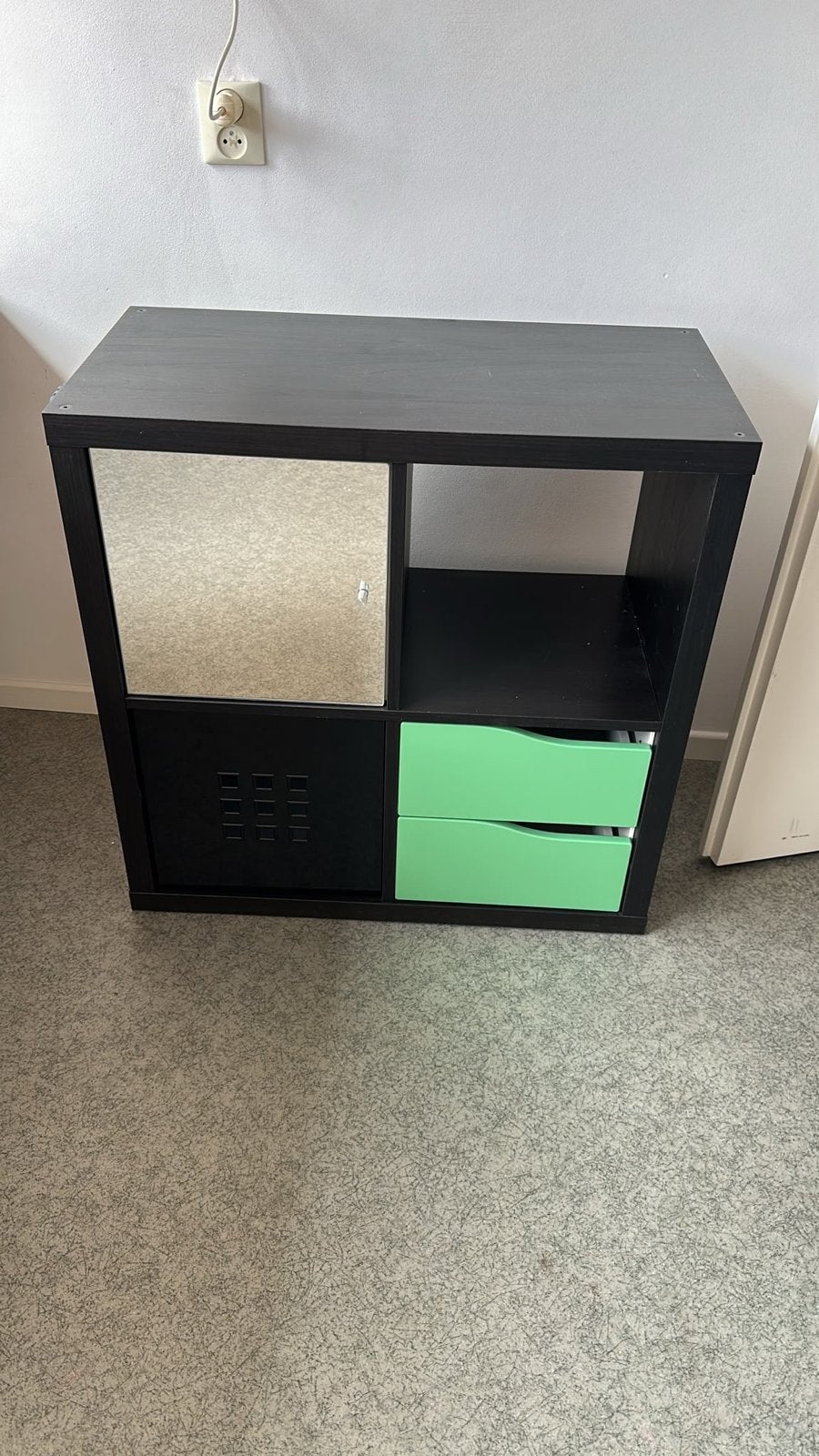 IKEA Kallax Kast met Lades en Deur - Zwart/Groen, Ophalen, Zo goed als nieuw