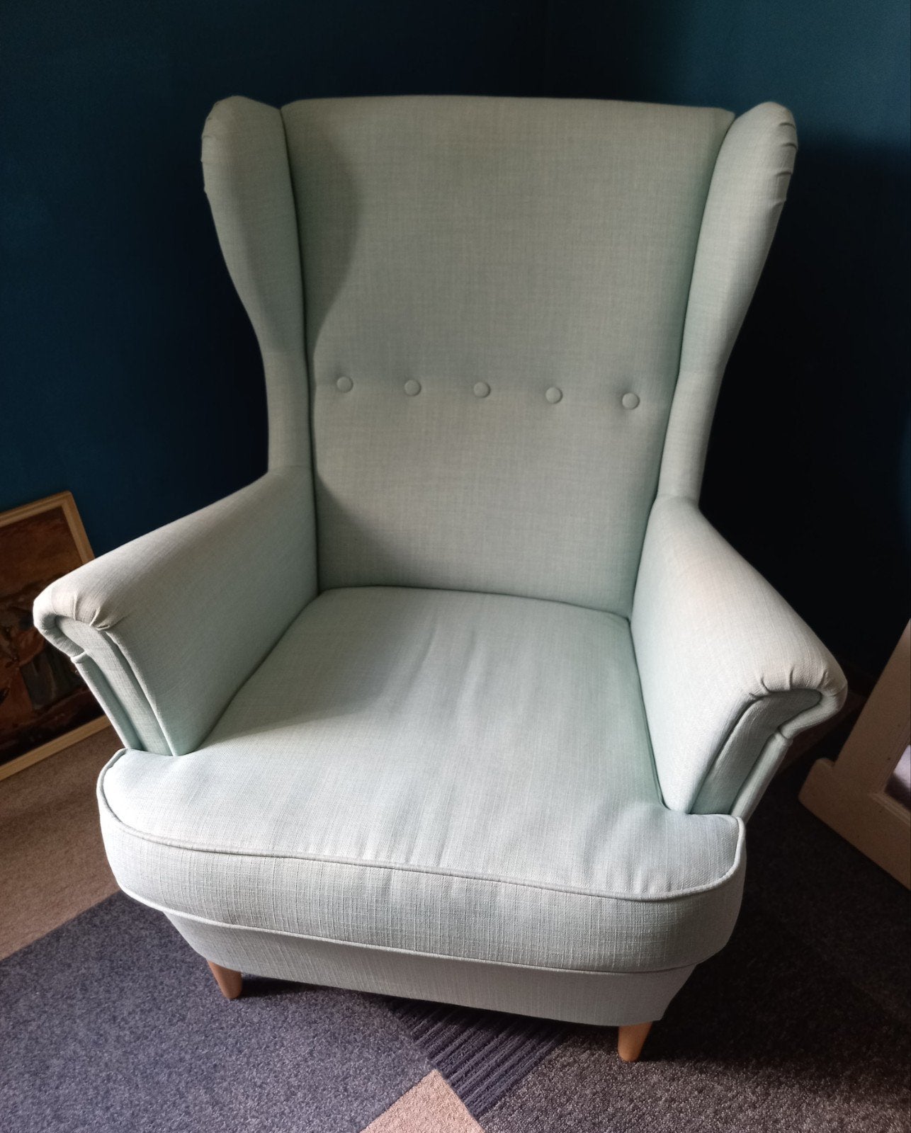 Strandmon oorfauteuil Ikea, Huis en Inrichting, Fauteuils, Zo goed als nieuw, Stof, 75 tot 100 cm, Ophalen