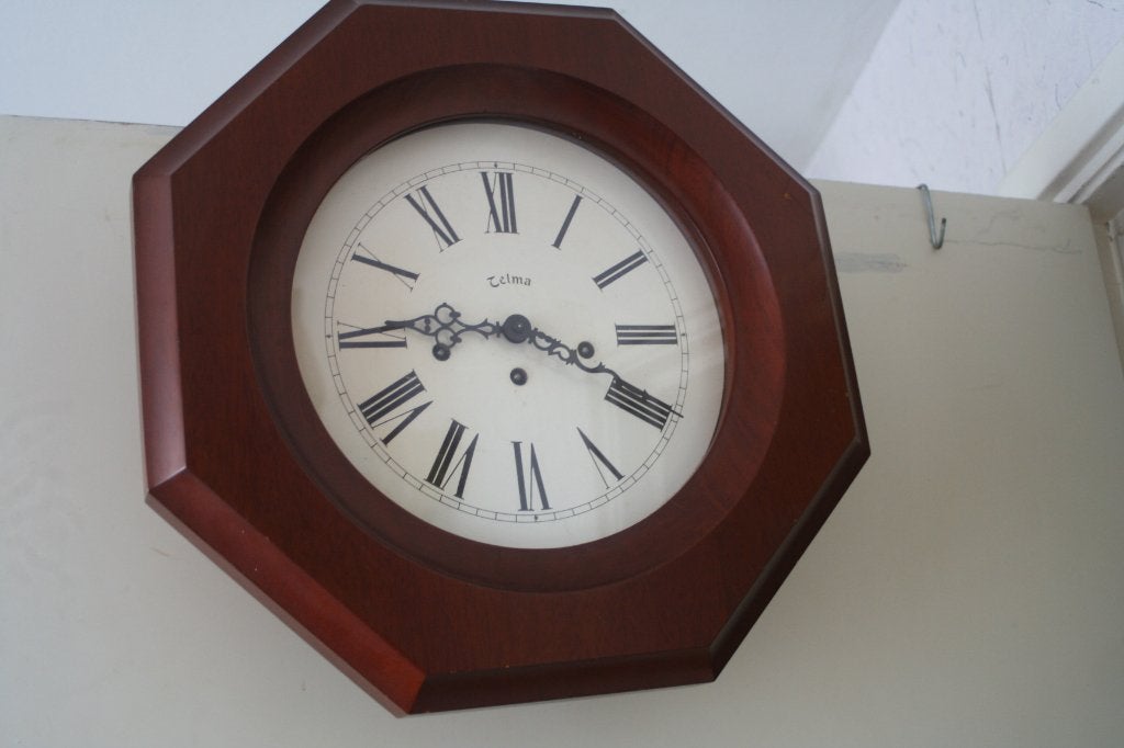 Mooie oude schoolklok met slag, Antiek en Kunst, Ophalen of Verzenden