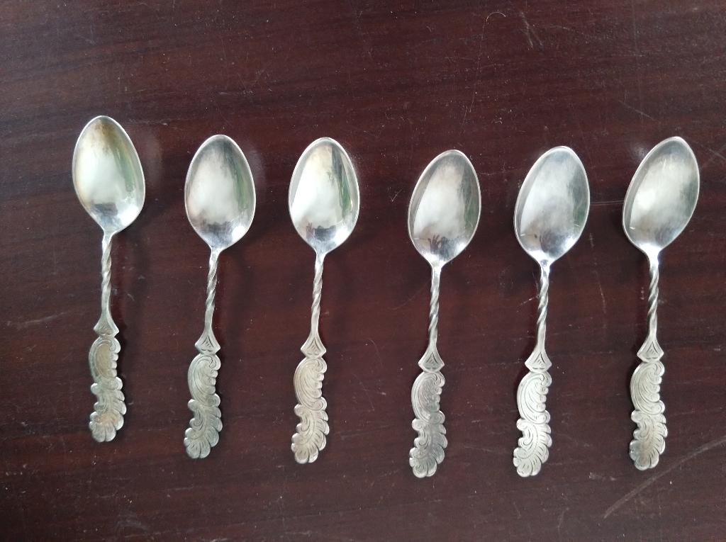 6 Verzilverde Thee lepeltjes, Ophalen of Verzenden
