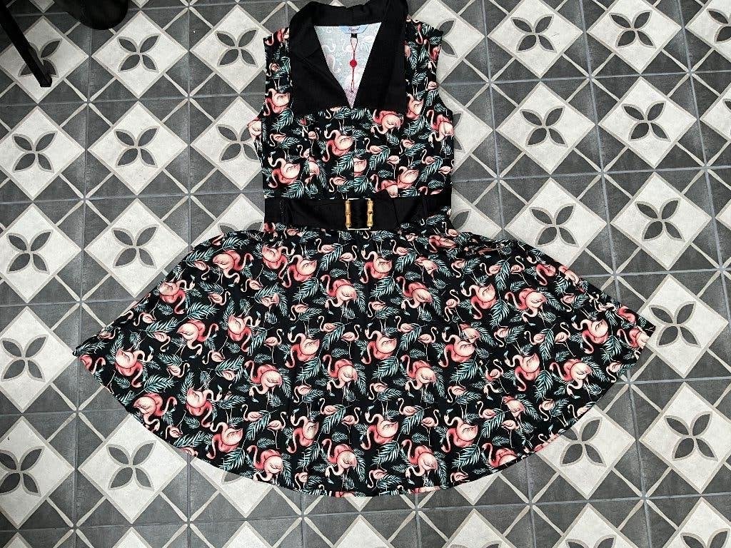 Flamingo Honnie Flare Dress/jurk Merk Banned Maat S, Maat 38/40 (M), Zwart, Nieuw, Ophalen of Verzenden