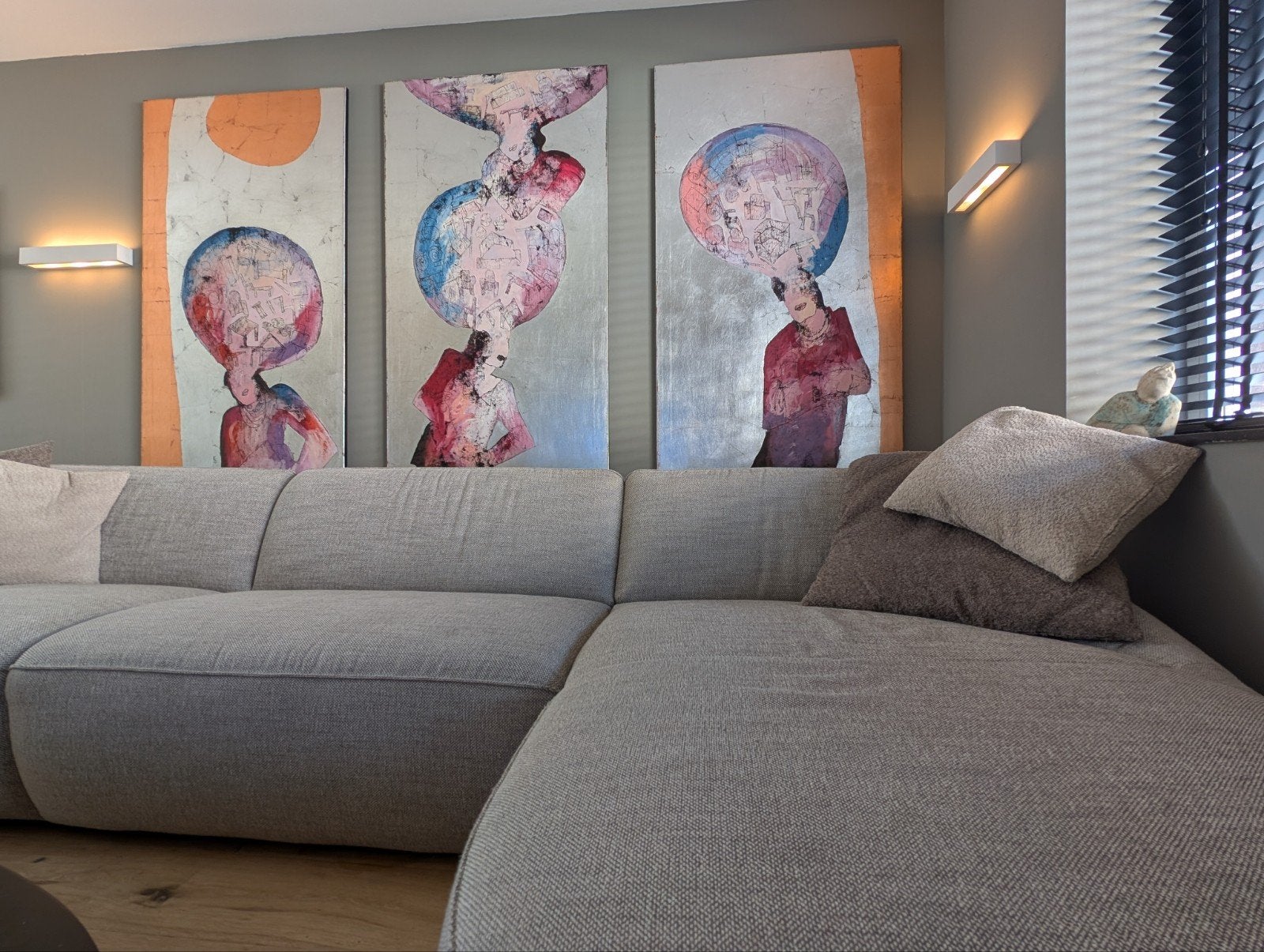 Sjer Jacobs 3 luik. 200cm x 100cm . Unieke kans!, Ophalen