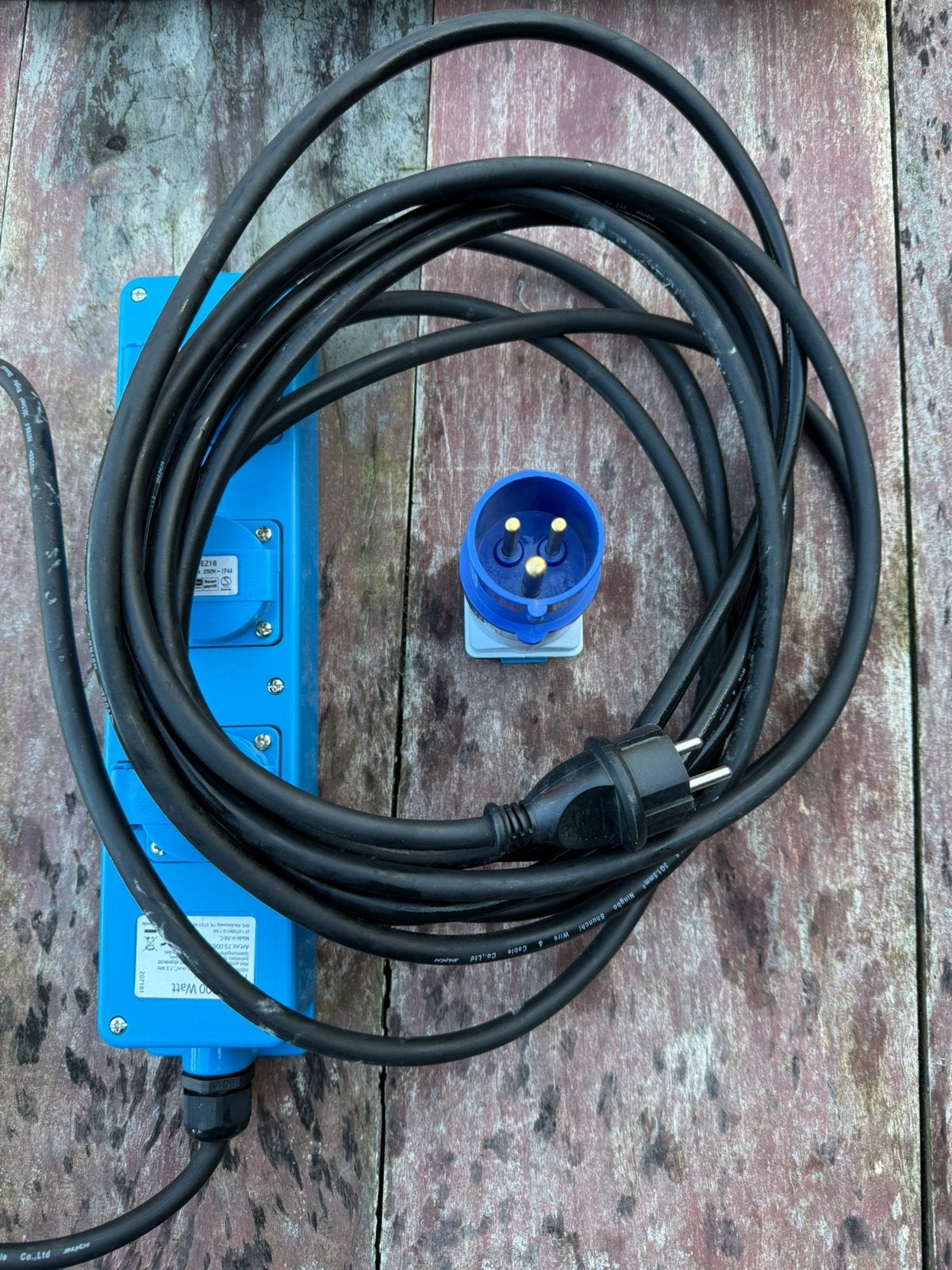 Stekkerdoos 7,5mtr + verloopstekker camping, Ophalen, Zo goed als nieuw