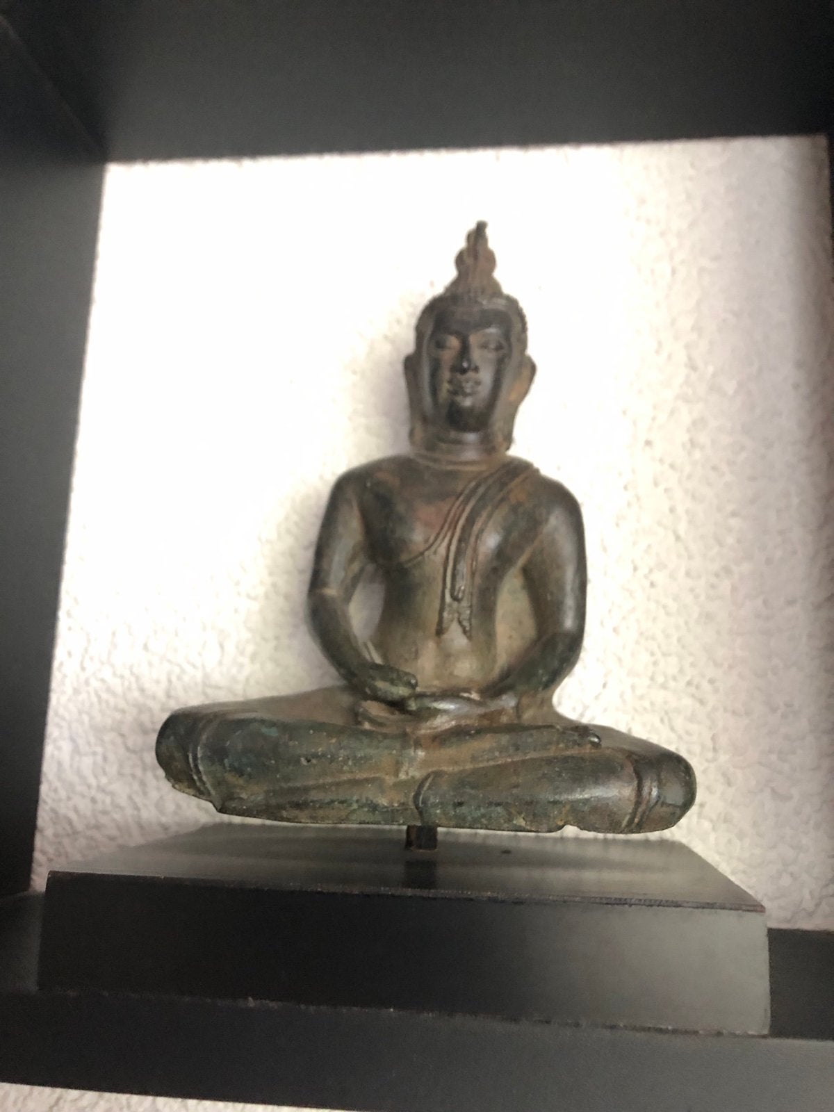 Bronzen Boeddha beeld - 18 cm hoog, Ophalen of Verzenden, Gebruikt, Metaal, Bruin