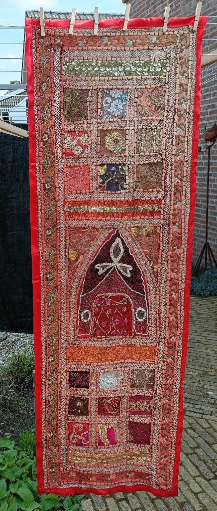 Antiek wandkleed loper Kutch / Banjara India 50x150, Ophalen of Verzenden