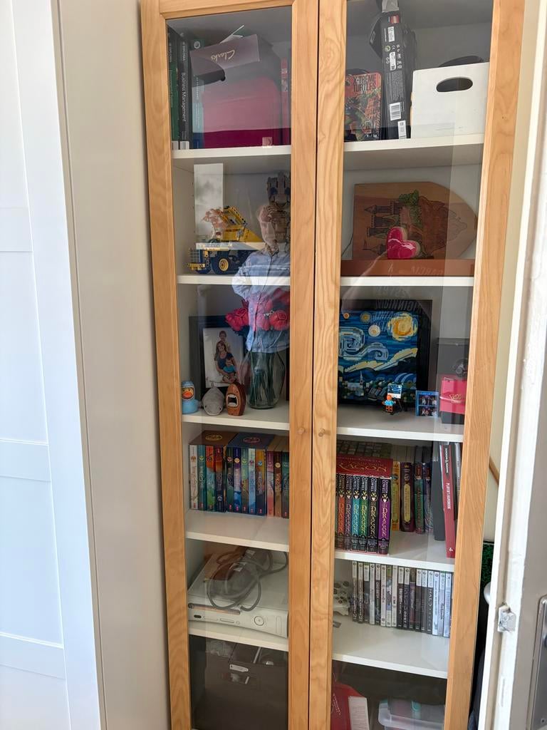 IKEA Billy boekenkast met glasdeuren, 185 cm hoog (2 stuks), Ophalen, 50 tot 100 cm, Zo goed als nieuw, 150 tot 200 cm