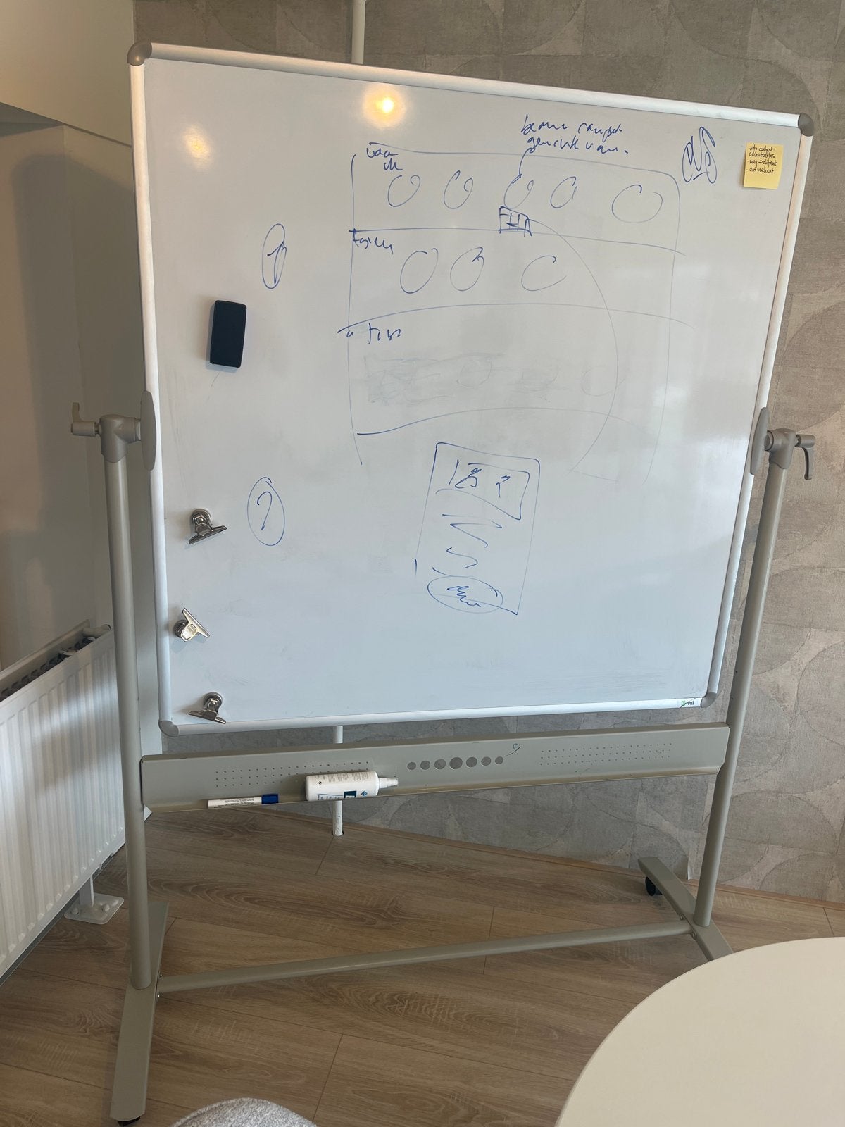 Whiteboard met wielen, Ophalen, Whiteboard