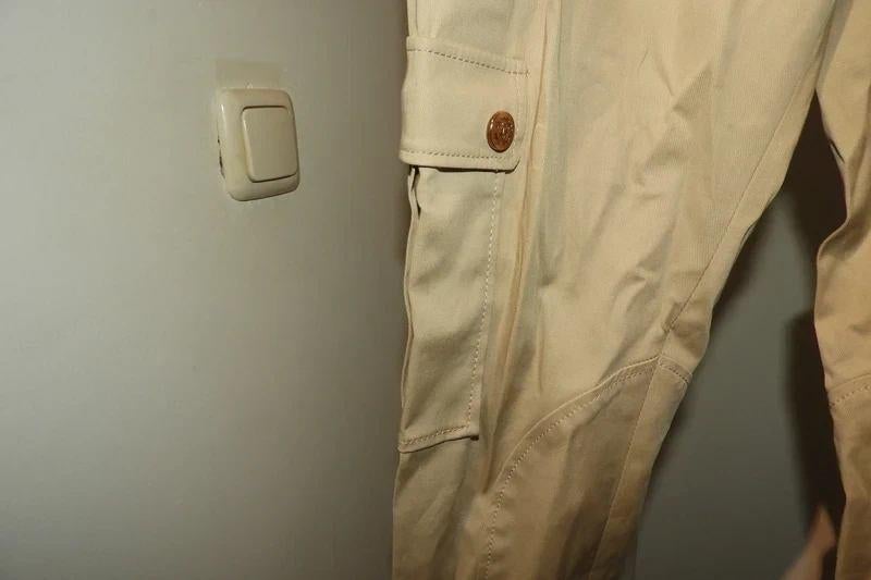 Roberto Cavalli broek gouden sier knopen zakken zijkant XS, Verzenden, Beige, Zo goed als nieuw, Roberto Cavalli