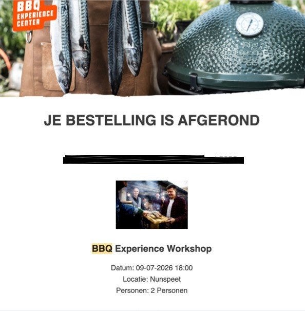 2x BBQ experience workshop in Nunspeet op 09-07-26 18:00u, Diversen, Cadeaupapier, Ophalen of Verzenden, Nieuw