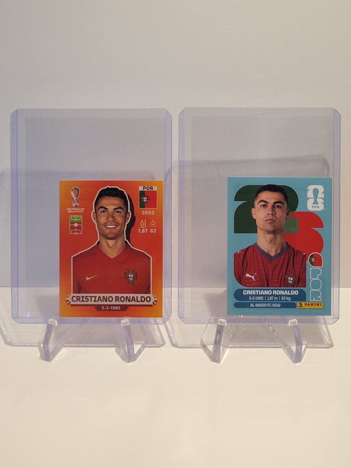 2x Cristiano Ronaldo Panini Stickers | 2022 + 2026 World Cup, Ophalen of Verzenden, Nieuw, Meerdere stickers