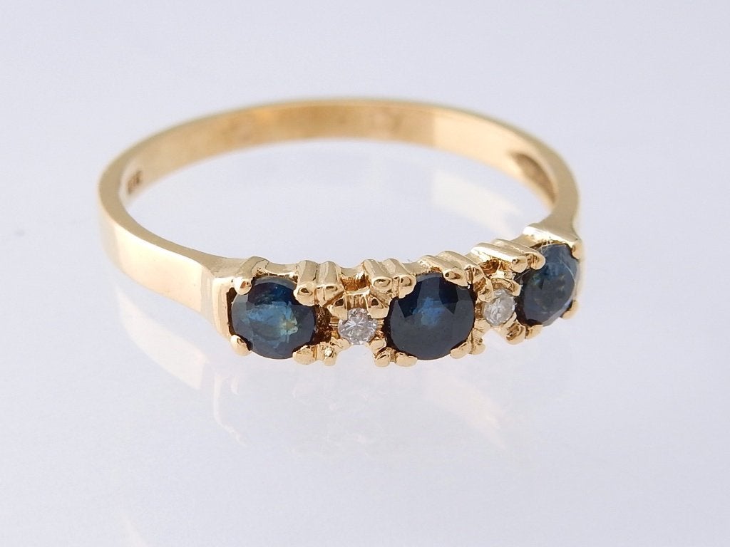 18 karaat Gouden Alliance Ring Damesring Diamanten Saffieren, Jw, Verzenden, Nieuw, 17 tot 18
