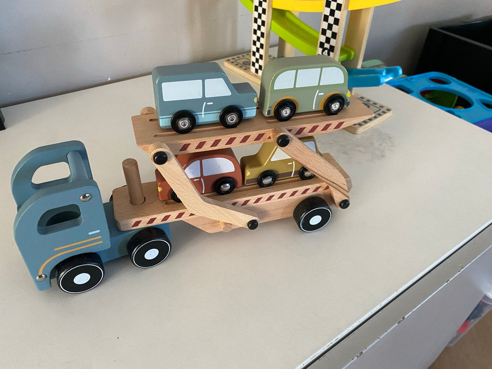 Little Dutch Houten Autotransporter met Auto's, Ophalen, Gebruikt