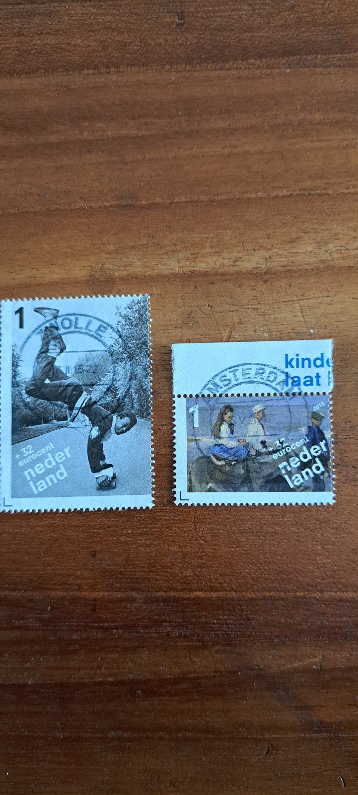 2 zegels Kinder van het Rijksmuseum. Gestempeld 2014 ., Ophalen of Verzenden