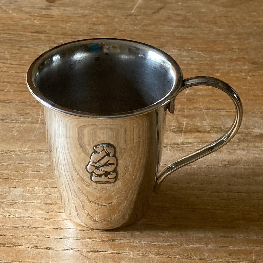 Vintage Keltum verzilverde kinderbeker kabouter, Antiek en Kunst, Ophalen of Verzenden
