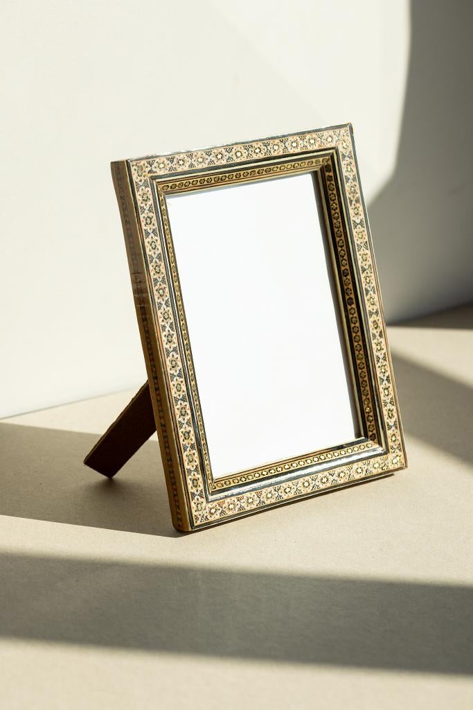 Marqueterie oosterse ingelegde fotolijst Perzisch Khatam, Antiek en Kunst, Ophalen of Verzenden