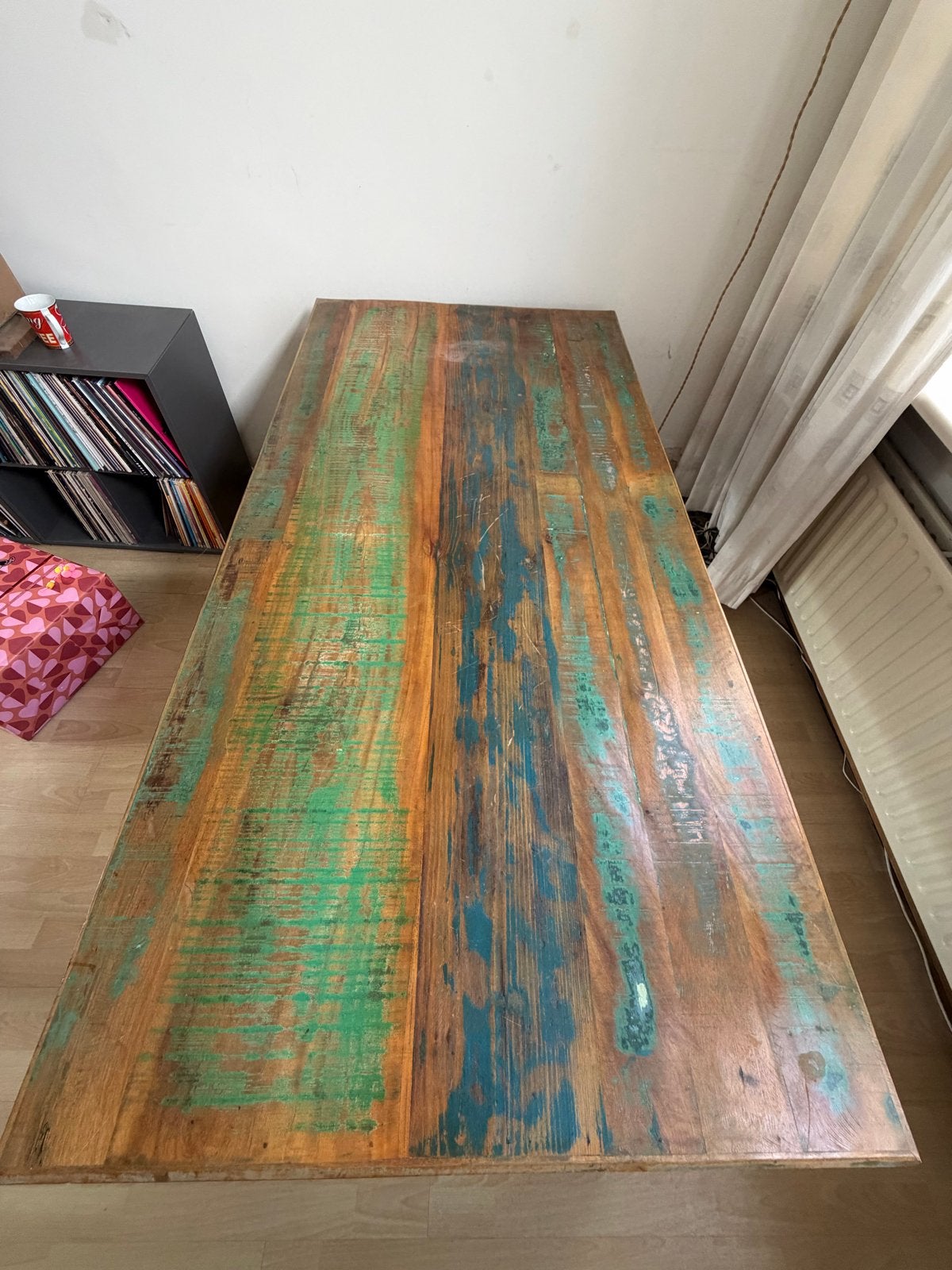 Houten eettafel 180x90 cm - Vintage look, Ophalen, Gebruikt, 50 tot 100 cm, 150 tot 200 cm