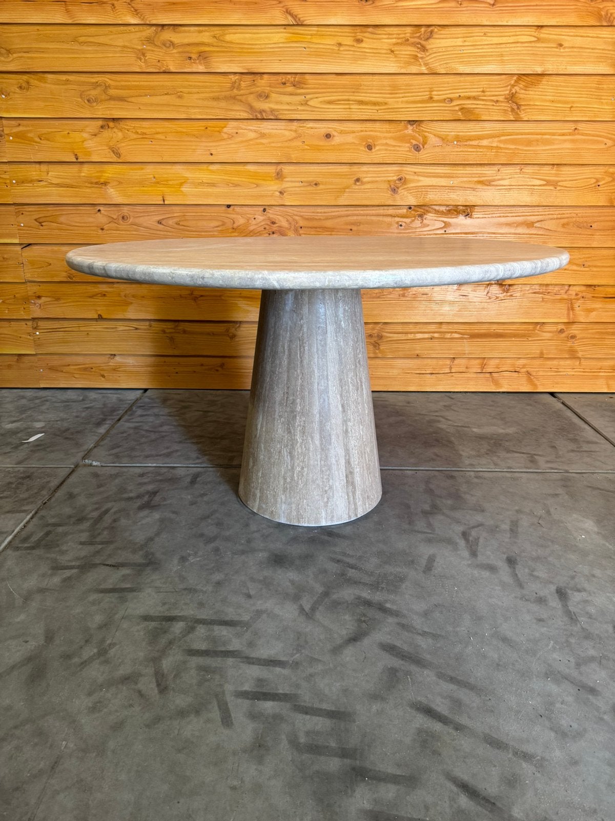 Nieuwe Travertin Eettafel 120cm met Pion Poot, Huis en Inrichting, Tafels | Eettafels, 100 tot 150 cm, Rond, Nieuw, Ophalen of Verzenden