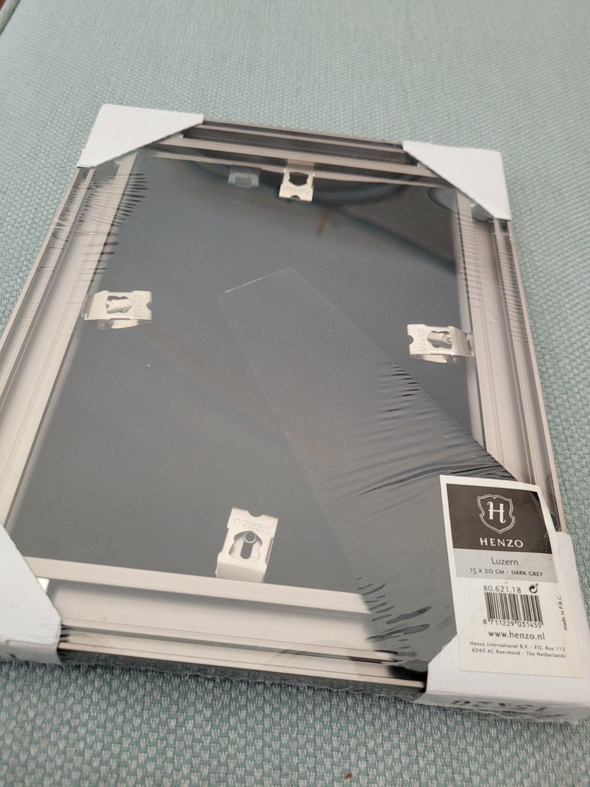 Nieuwe aluminium fotolijst met passe-partout (15x20 cm), Met glas, Nieuw, Ophalen of Verzenden, Fotolijst