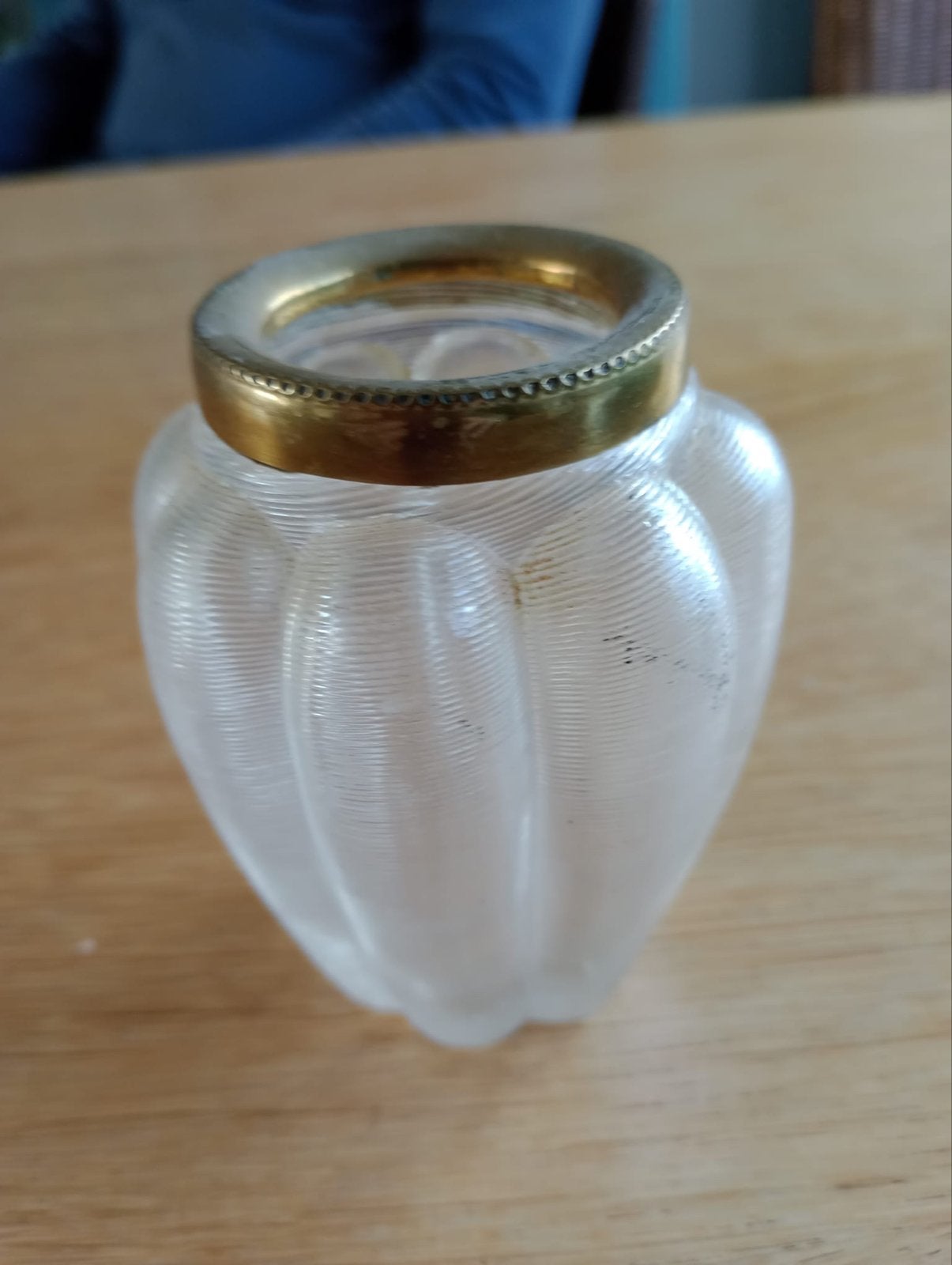 Kristalen lepel vaasje met zilveren rand, Antiek en Kunst, Antiek | Glas en Kristal, Ophalen