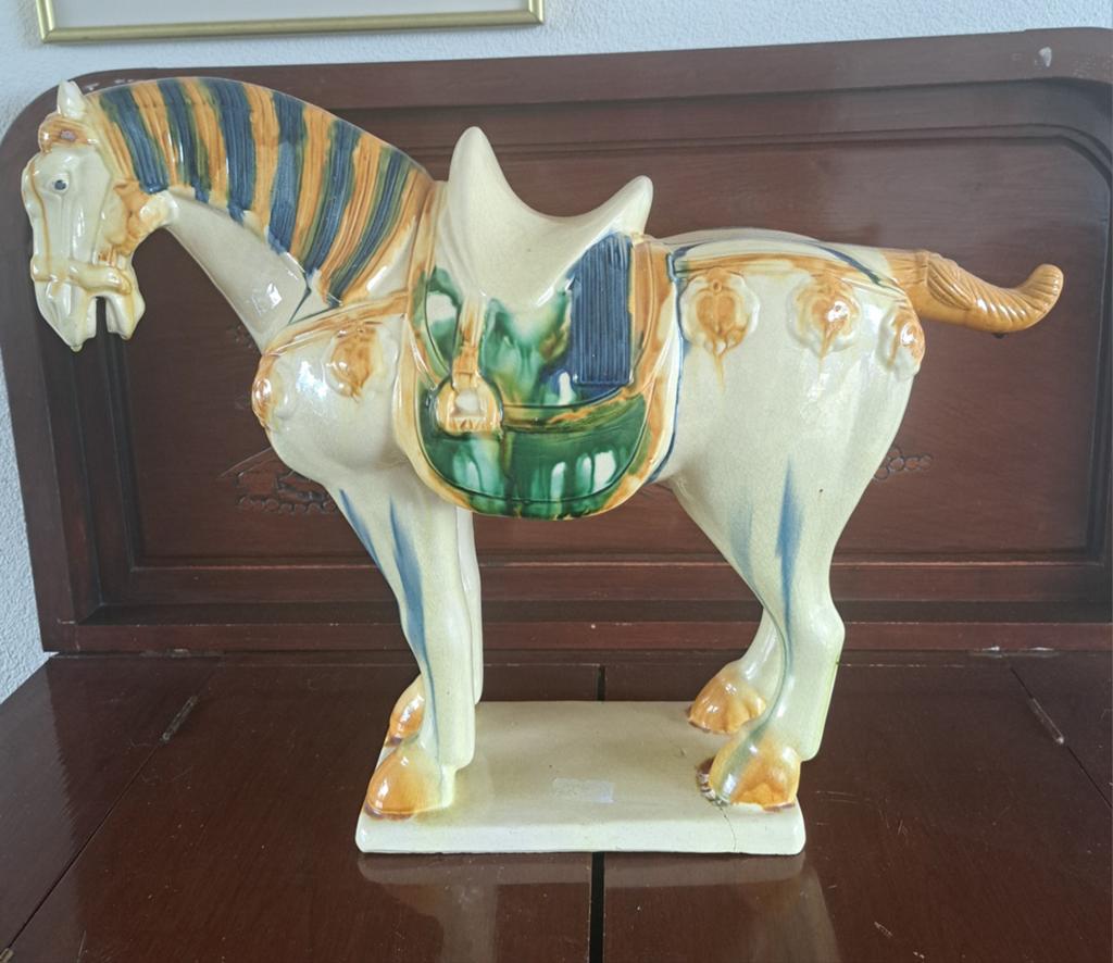 Vintage groot Chinees Tang-paard beeld - Keramiek, Ophalen