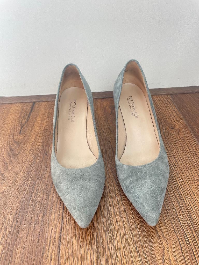 Peter Kaiser pumps 60701 grijs suede gestreepte blokhak 6 39, Peter Kaiser, Schoenen met lage hakken, Schusterstraße 33 79098 Freiburg Germany