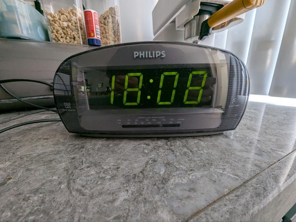 Philips AJ3540/12 Wekkerradio met Dubbel Alarm, Ophalen of Verzenden, Gebruikt, Digitaal