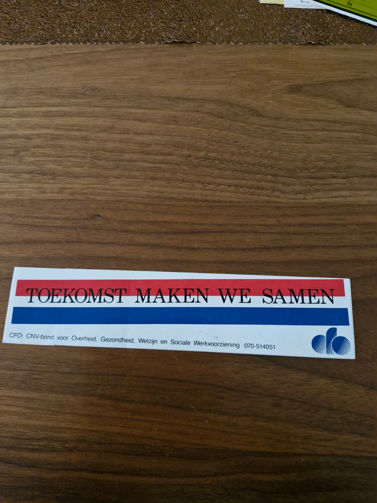 1081 Sticker "Toekomst Maken We Samen" CNV (24x5 cm), Ophalen of Verzenden, Gebruikt, Overige typen