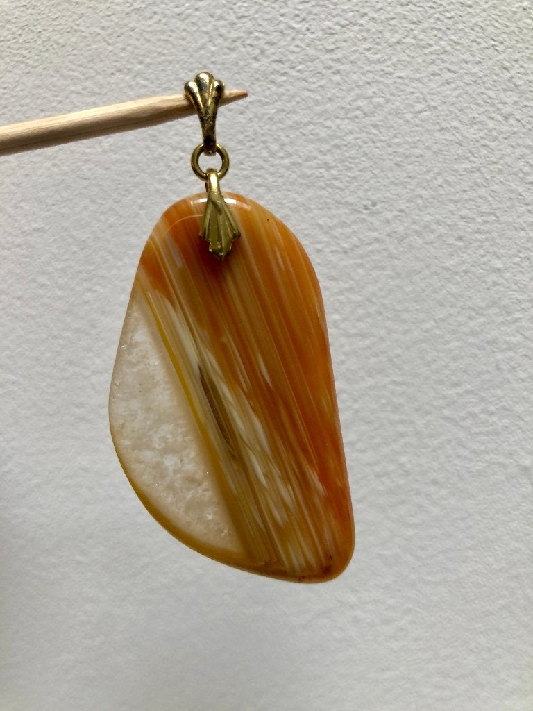 Prachtige Vintage Hanger met Lijnagaat - Amerikaner Doublé, Sieraden, Tassen en Uiterlijk, Ophalen of Verzenden, Gebruikt, Beige
