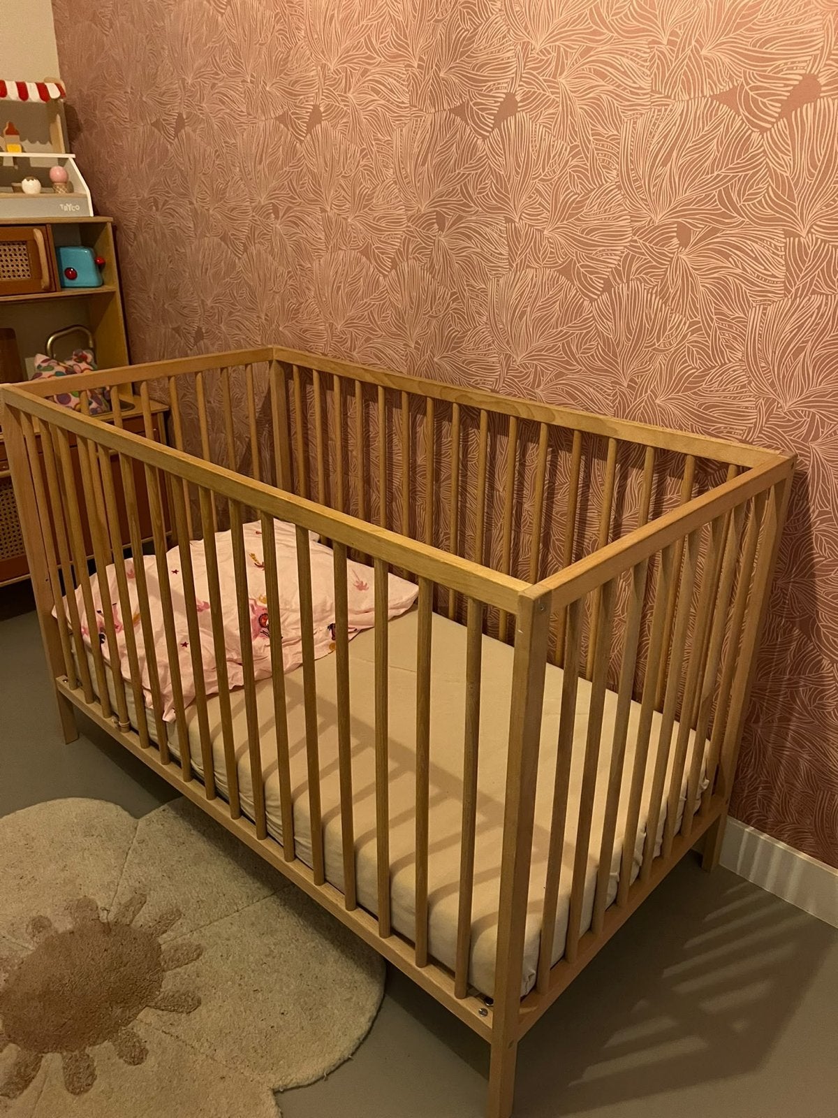 IKEA SNIGLAR Babybedje, beuken, 60x120 cm, Ophalen, Gebruikt, 70 cm of minder, Beige