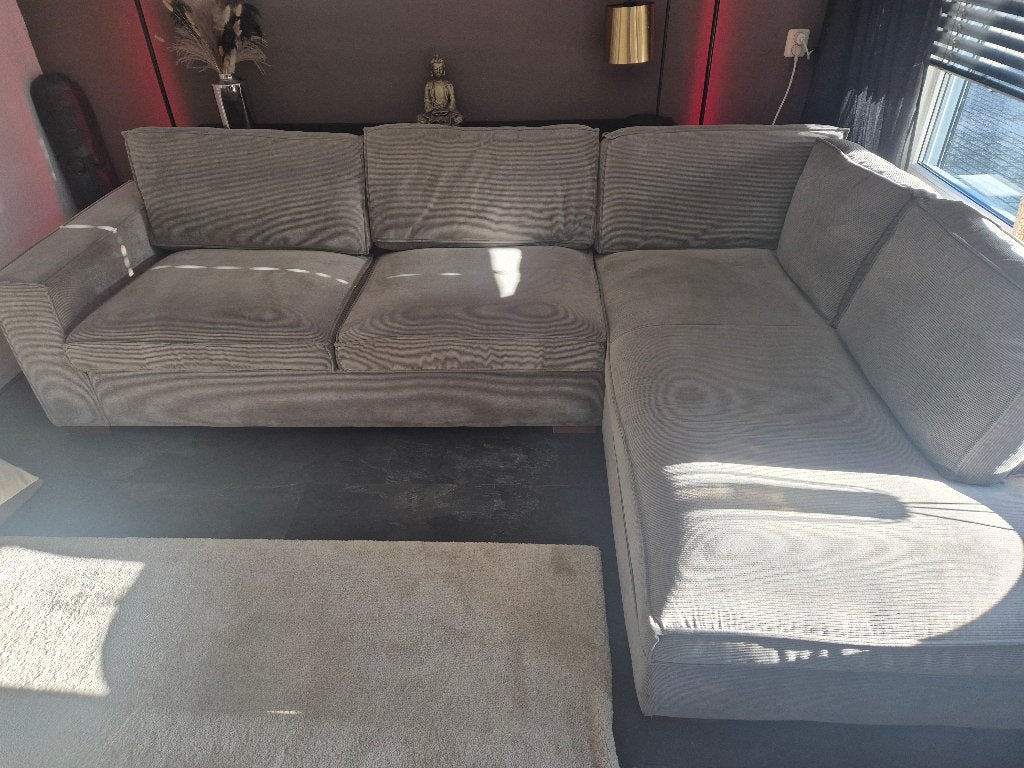 Hoekbank ribstof, Ophalen, 250 tot 300 cm, Gebruikt, Ribstof