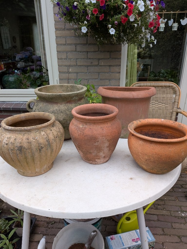 Terracotta bloempotten, diverse modellen en formaten, Gebruikt, Rond, Minder dan 40 cm, Balkon