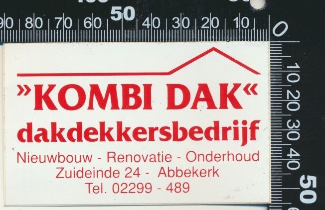 Sticker: Kombi Dak Dakdekkersbedrijf - Abbekerk, Verzenden, Zo goed als nieuw, Bedrijf of Vereniging