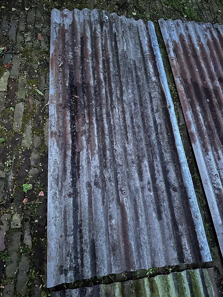 Gebruikte zinken golfplaten voor dak of schuur, Ophalen, Gebruikt, 5 tot 10 m², Golfplaat