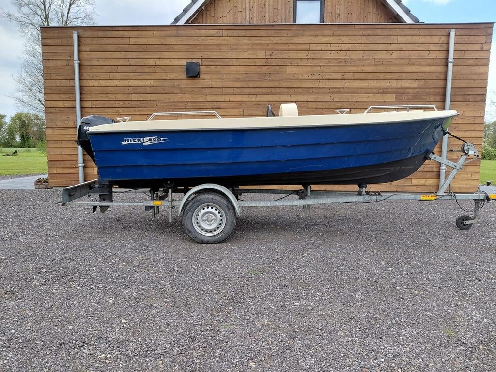 Consoleboot Nicki 420, Watersport en Boten, Sloepen, Consoleboot, Trailer, Buitenboordmotor, Ophalen