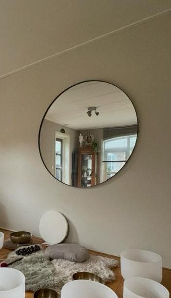 Grote ronde spiegel 120 cm, Ophalen, Zo goed als nieuw, Rond, 100 tot 125 cm
