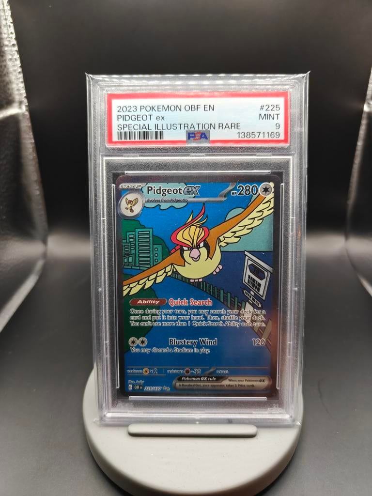 Pidgeot EX 225/197 Obsidian Flames - Pokemon Kaart - PSA 9, Hobby en Vrije tijd, Verzamelkaartspellen | Pokémon, Zo goed als nieuw