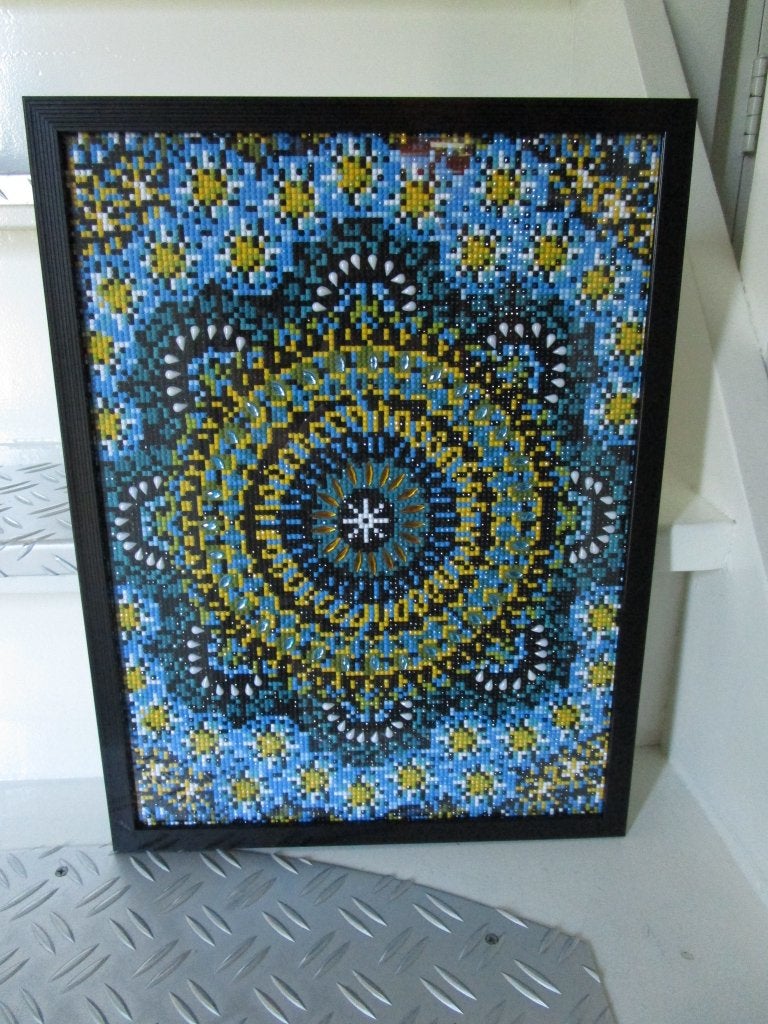 Diamond painting in lijst - mandala, Minder dan 50 cm, Overige typen, Ophalen of Verzenden, Zo goed als nieuw