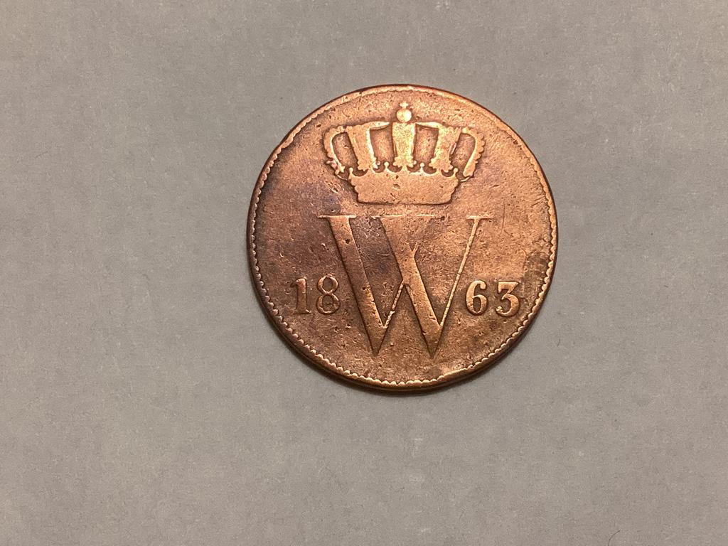 1 cent 1863, Postzegels en Munten, Munten | Nederland, Ophalen of Verzenden, Koning Willem III, 1 cent