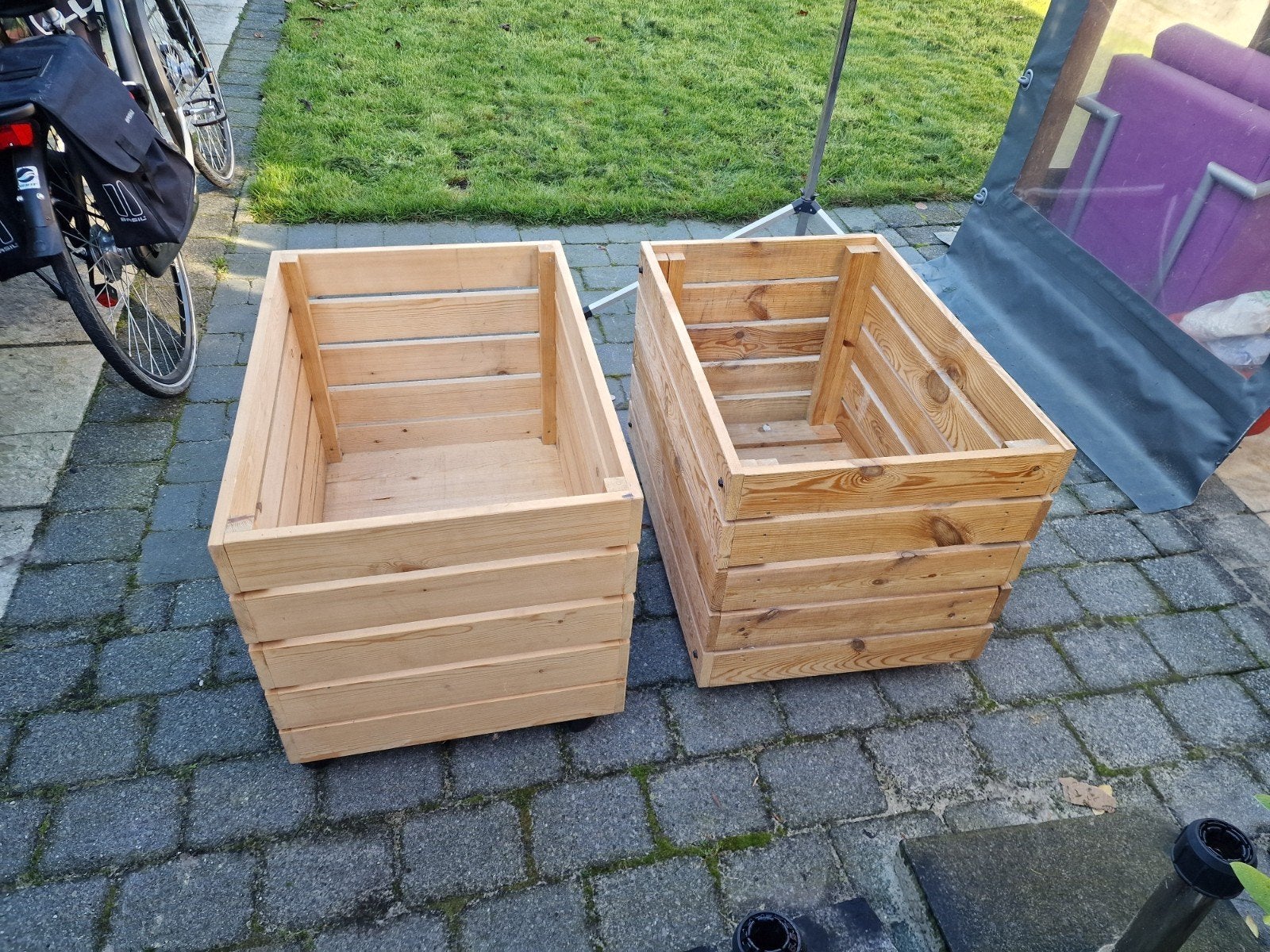 grote houten kratten met wieltjes, Ophalen, Krat, Minder dan 35 cm