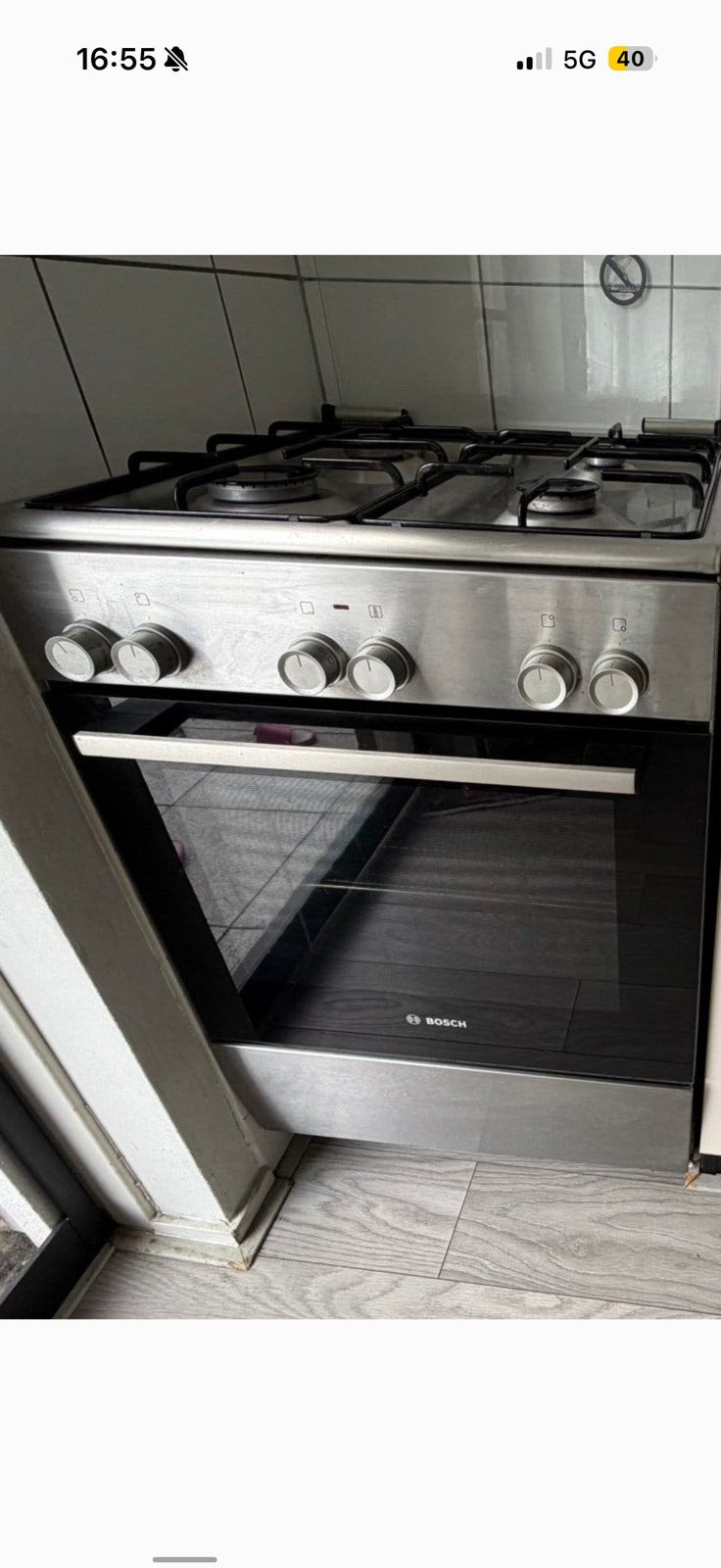 BOSCH HXA090D50N fornuis, Witgoed en Apparatuur, Ophalen, 4 kookzones, Zo goed als nieuw, Gas
