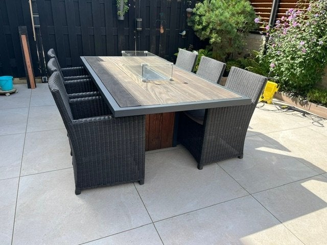 Luxe Vuurtafel XL + 6 Summer Garden fauteuils, Tuin en Terras, Ophalen, 6 zitplaatsen, Aluminium, Zo goed als nieuw