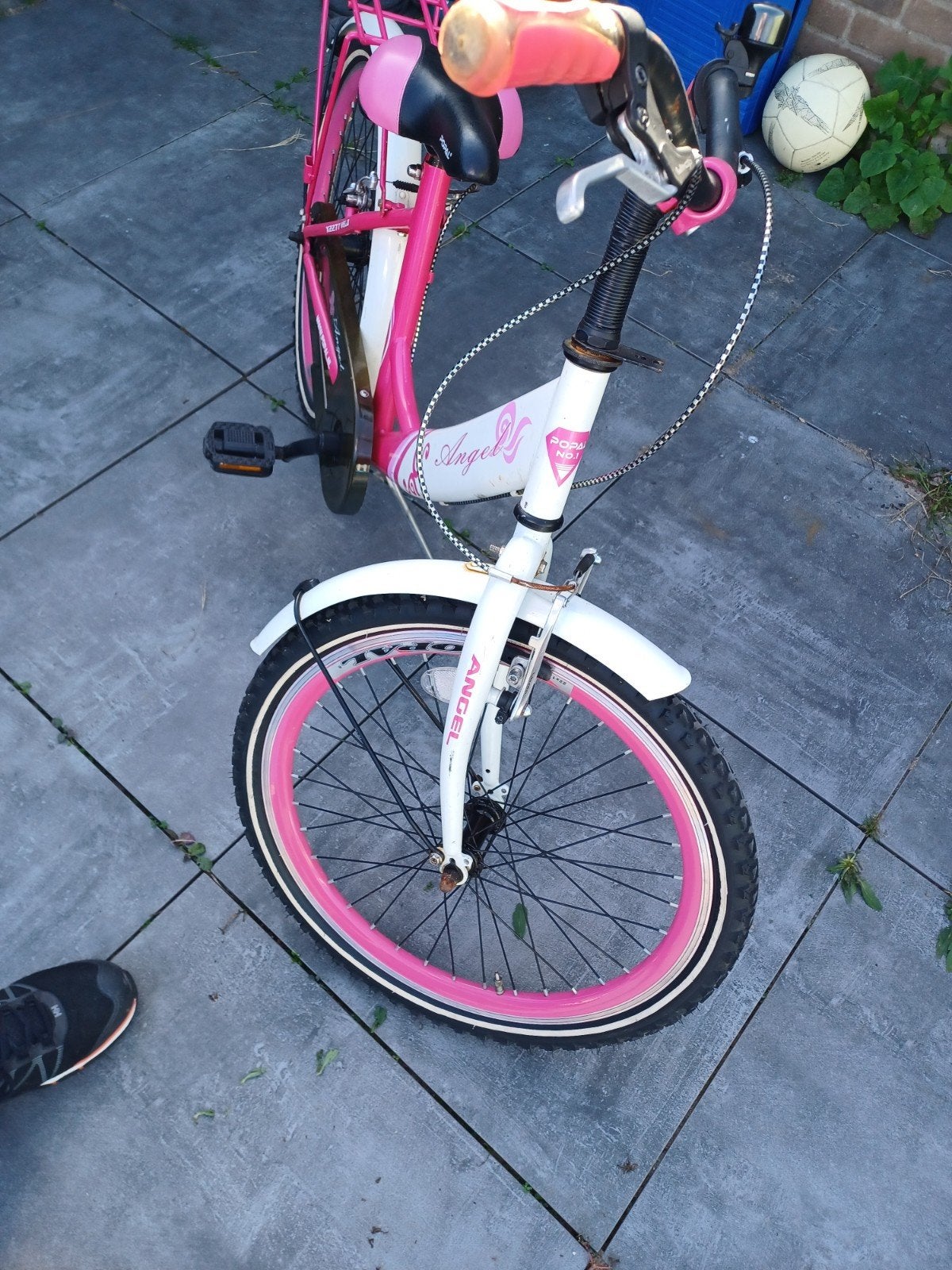 Popal Angel Meisjesfiets 22 inch - Roze/Wit, Ophalen, Gebruikt, Popal, Terugtraprem