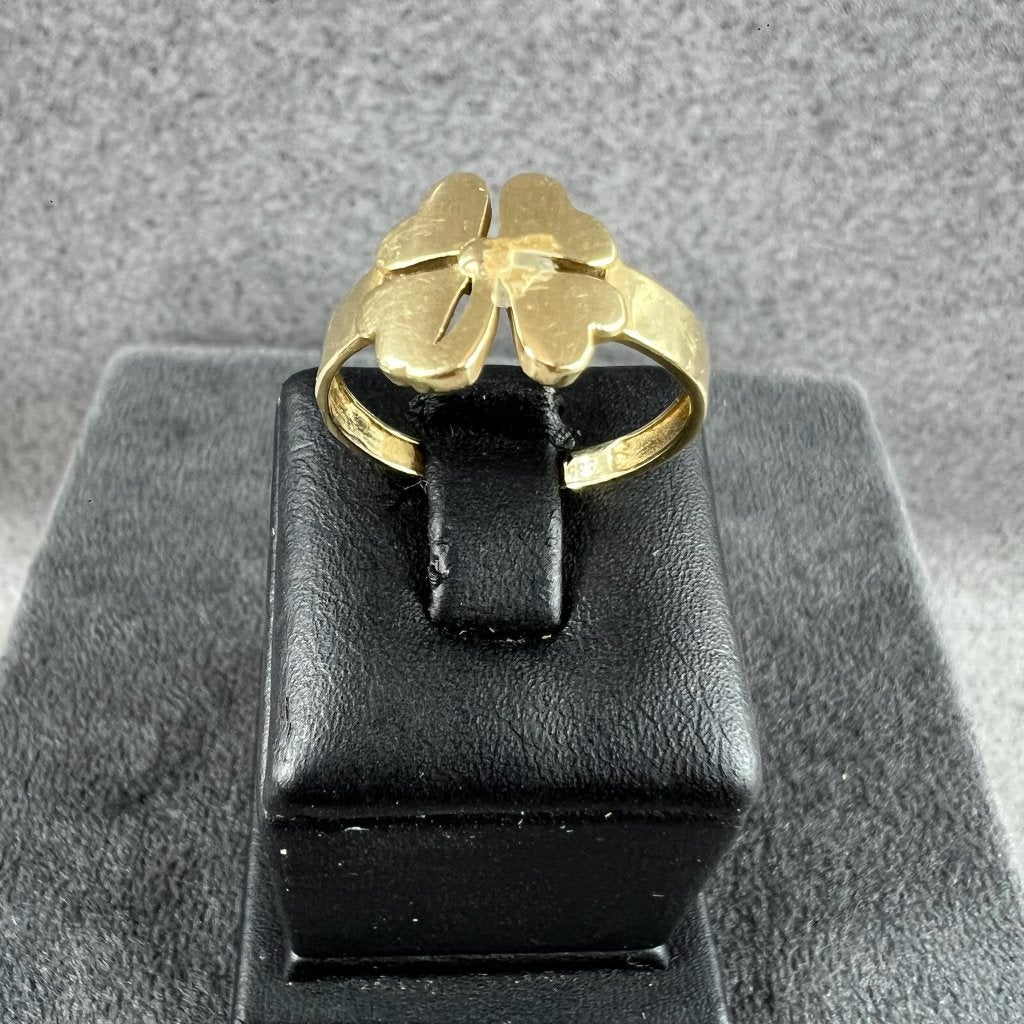 Gouden Ring | 14k | 2,04g | klaver 4 | mt 17,25 | 413458, Sieraden, Tassen en Uiterlijk, Ringen, Gebruikt, Ophalen of Verzenden