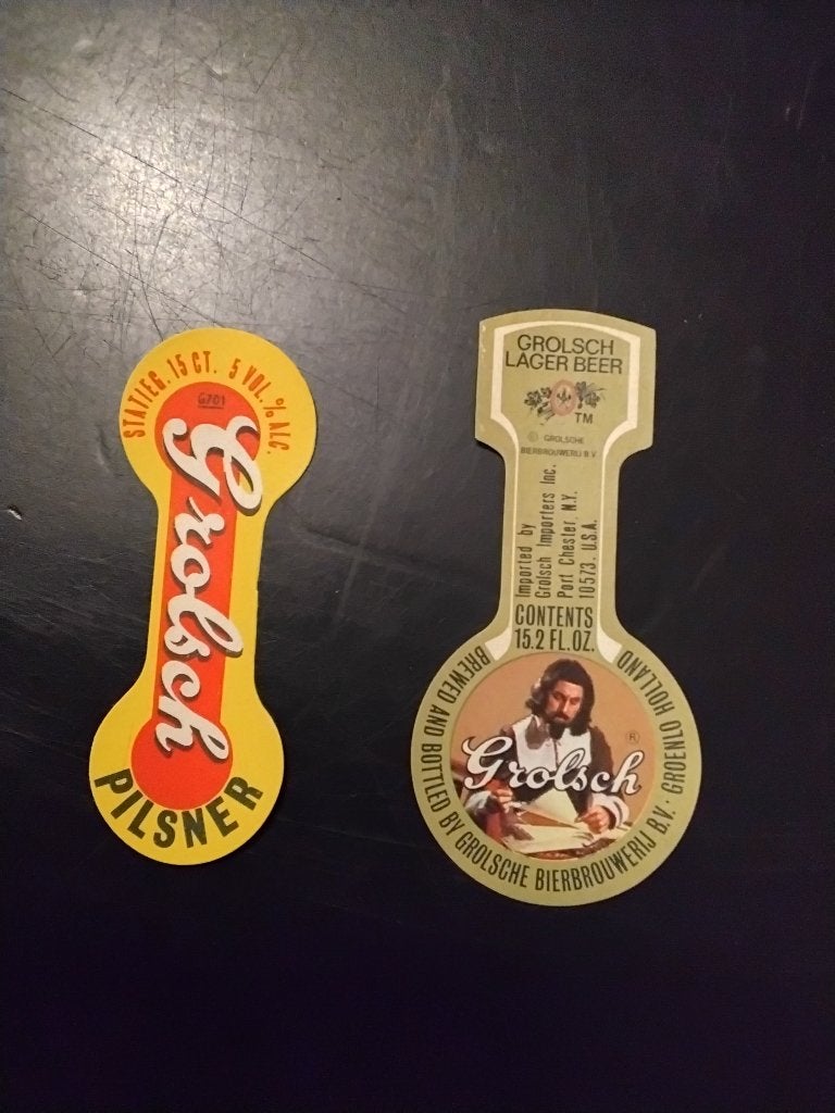 Grolsch 2 x oud etiket, Verzamelen, Ophalen of Verzenden, Nieuw, Viltje(s), Grolsch