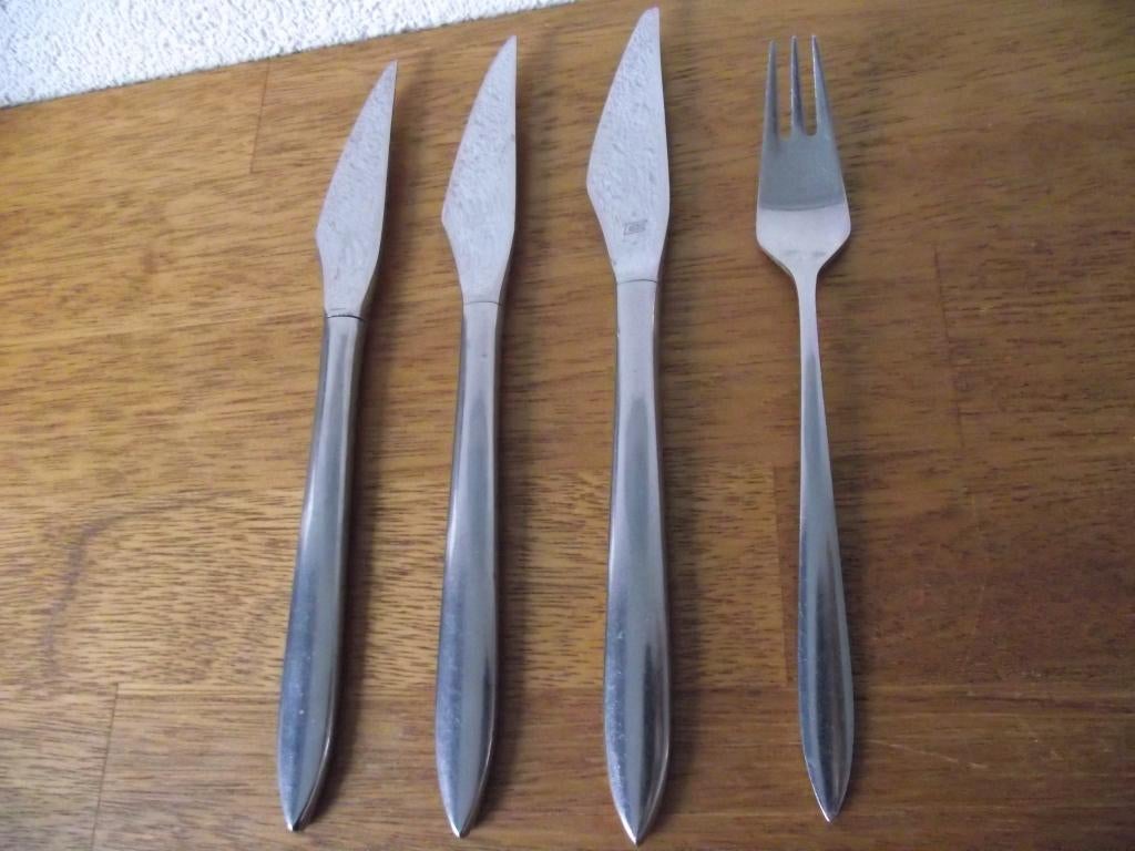 4 Gero zilduro Festi bestek 3 mes 21 cm vork 18 cm 1959-1972, Ophalen of Verzenden