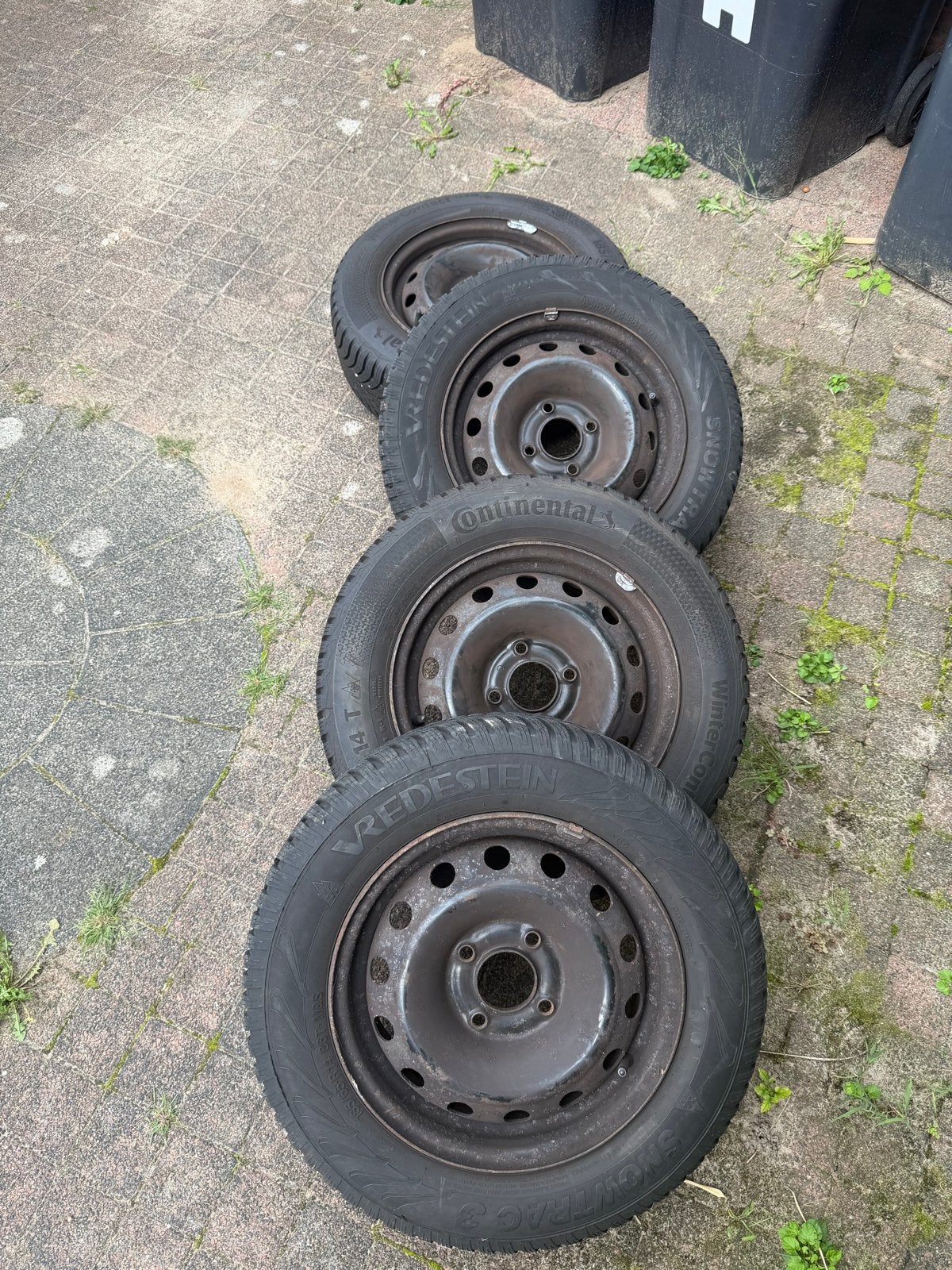 Winterbanden met velgen - 185/65 R14, Ophalen, 14 inch, Gebruikt, Banden en Velgen