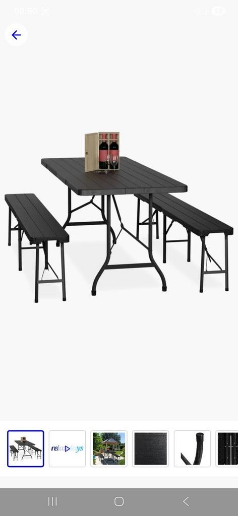 Biertafelset inklapbaar - zwart 180 cm NIEUW, Ophalen, Overige materialen, Nieuw, Babijhandel@gmail.com